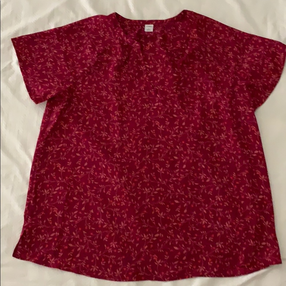 Ladies dark burgundy blouse with tiny flowers